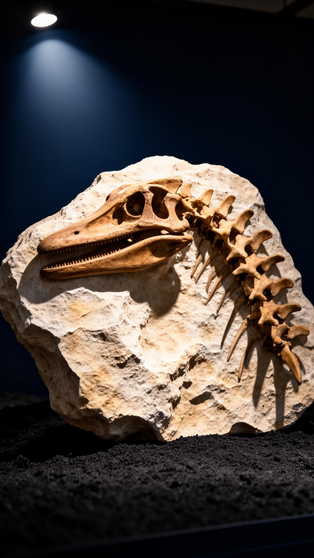 Fossil illuminated in conservation light